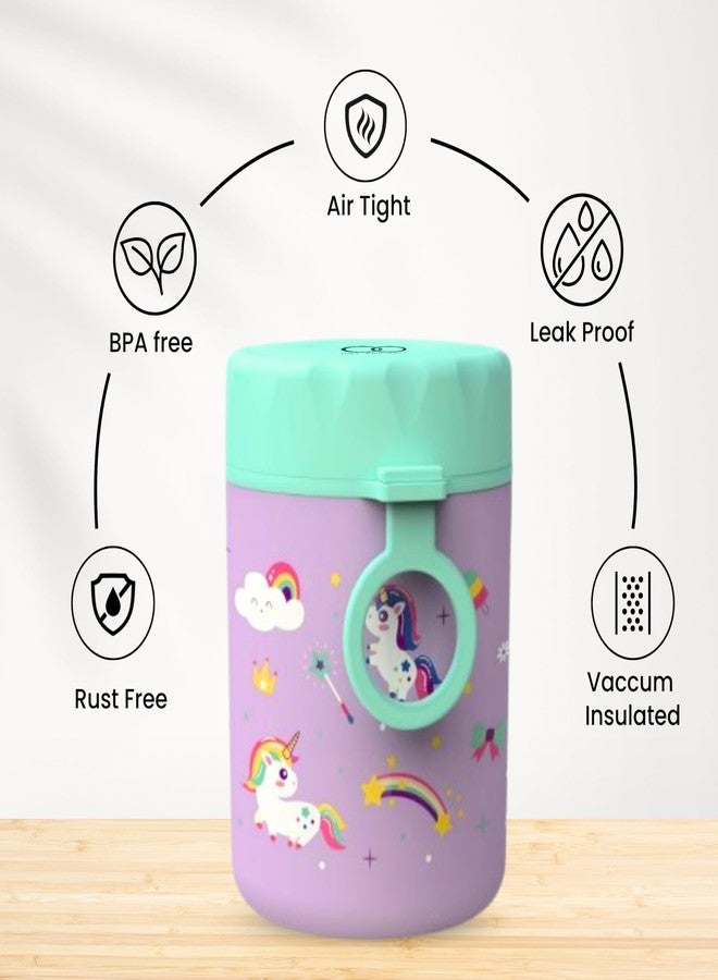 ONE AND ONLY مرطبان طعام معزول للأطفال من ون آند أونلي | مصنوع من الفولاذ المقاوم للصدأ 304 | مرطبان غداء معزول بتفريغ الهواء سعة 450 مل | حافظة طعام حرارية خالية من مادة BPA لحفظ الطعام ساخنًا وباردًا، مثالية للمدرسة، وطعام الأطفال، والسفر | مرطبان طعام يونيكورن مانع للتسرب - Image 3